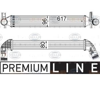Интеркулер (охладител за въздуха на турбината) HELLA 8ML 376 749-831 за SEAT IBIZA IV (6J5, 6P1) хечбек от 2008 до 2017