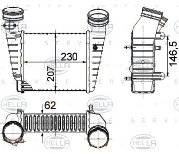 Интеркулер (охладител за въздуха на турбината) HELLA 8ML 376 776-611 за VOLKSWAGEN PASSAT B5.5 (3B6) комби от 2000 до 2005