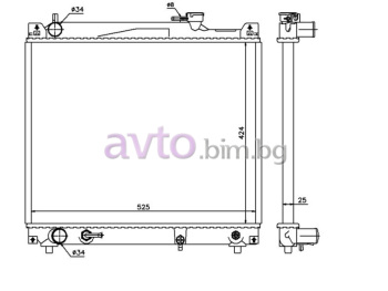 Воден радиатор размер 525/425/24 за SUZUKI VITARA (ET, TA) от 1989 до 1999
