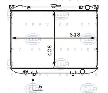 Радиатор, охлаждане на двигателя HELLA 8MK 376 707-561 за NISSAN PICK UP (D21) от 1985 до 1998