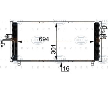 Кондензатор, климатизация HELLA 8FC 351 038-491 за NISSAN PRIMERA (P11) седан от 1996 до 2001