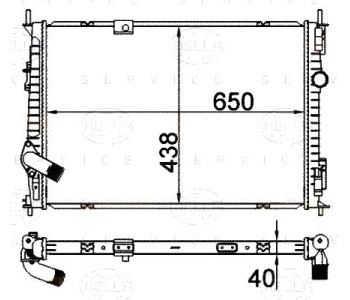 Радиатор, охлаждане на двигателя HELLA 8MK 376 901-424 за NISSAN QASHQAI (J10, JJ10) от 2007 до 2013