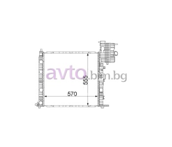 Воден радиатор размер 570/560/28 за MERCEDES VITO (W638) товарен от 1996 до 2003