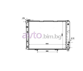 Воден радиатор размер 610/490/42 за MERCEDES E (W124) седан от 1993 до 1996