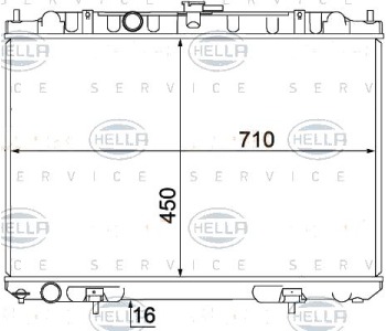 Радиатор, охлаждане на двигателя HELLA 8MK 376 770-761 за NISSAN X-TRAIL (T30) от 2001 до 2007