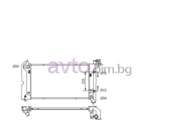 Воден радиатор размер 600/350/16 за TOYOTA AVENSIS (_T25_) комби от 2003 до 2008