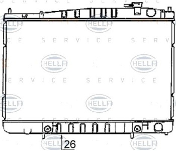 Радиатор, охлаждане на двигателя HELLA 8MK 376 726-521 за INFINITI QX4 от 1997 до 2003