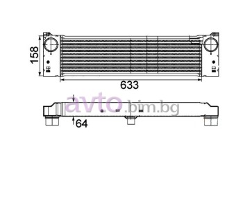 Интеркулер размер 630/158/64 за MERCEDES VITO (W639) пътнически от 2003 до 2014