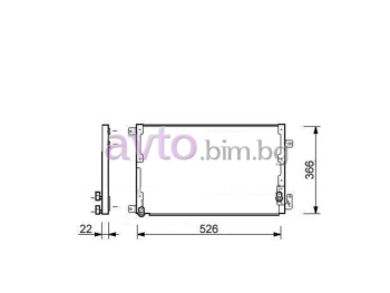 Климатичен радиатор размер 525/365/22 за ALFA ROMEO 166 (936) от 2003 до 2007