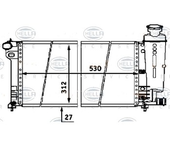 Радиатор, охлаждане на двигателя HELLA 8MK 376 716-451 за PEUGEOT 106 I (1A, 1C) от 1991 до 1996