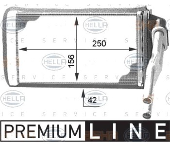 Топлообменник, отопление на вътрешното пространство HELLA 8FH 351 312-001 за PEUGEOT 205 I (741B, 20D) кабриолет от 1986 до 1995