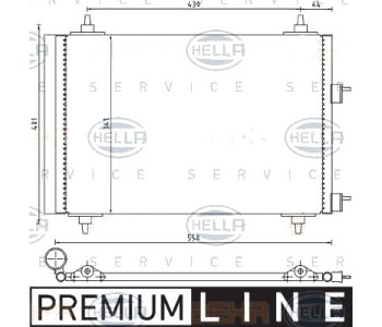 Кондензатор, климатизация HELLA 8FC 351 300-671 за PEUGEOT 307 (3H) SW комби от 2002 до 2008