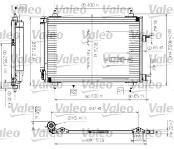 Кондензатор климатизации VALEO за PEUGEOT 307 (3E) Break комби от 2002 до 2008