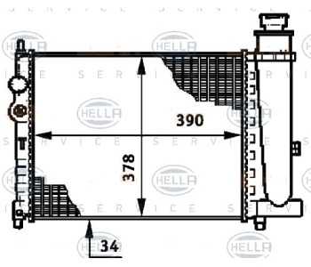 Воден радиатор HELLA за PEUGEOT 309 II (3C, 3A) от 1989 до 1993