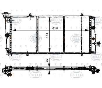 Радиатор, охлаждане на двигателя HELLA 8MK 376 716-001 за PEUGEOT 309 II (3C, 3A) от 1989 до 1993