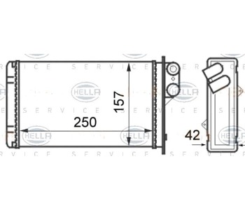 Топлообменник, отопление на вътрешното пространство HELLA 8FH 351 024-291 за PEUGEOT 405 I (15B) от 1987 до 1993