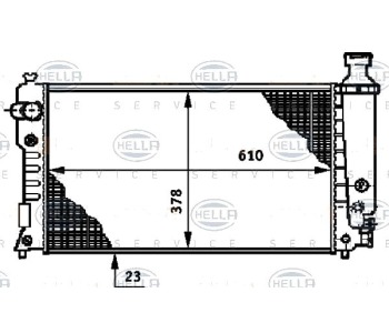 Воден радиатор HELLA за PEUGEOT 405 II (4E) комби от 1992 до 1998