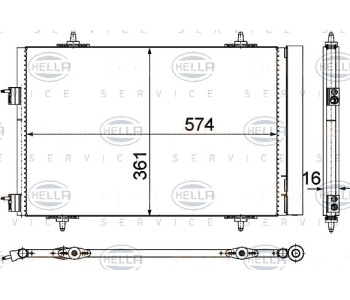 Кондензатор, климатизация HELLA 8FC 351 319-441 за PEUGEOT 508 I (8E_) комби от 2010 до 2018