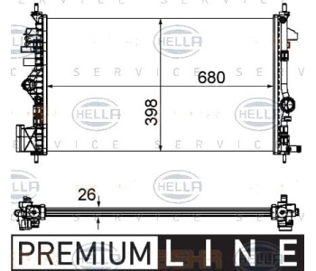 Радиатор, охлаждане на двигателя HELLA 8MK 376 754-351 за OPEL INSIGNIA A (G09) седан от 2008 до 2017