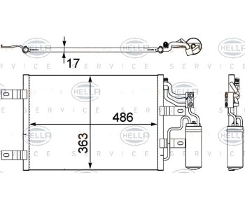 Кондензатор, климатизация HELLA 8FC 351 302-551 за OPEL MERIVA A (X03) от 2003 до 2010