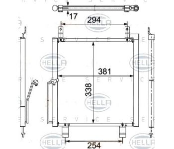 Кондензатор, климатизация HELLA 8FC 351 304-191 за SUZUKI ALTO (HA12, HA23) от 1997 до 2004