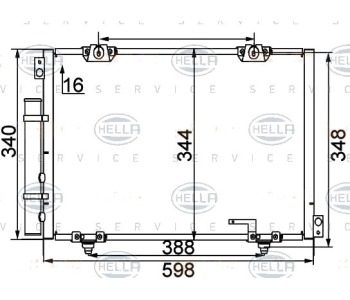 Кондензатор, климатизация HELLA 8FC 351 038-731 за TOYOTA AVENSIS (_T22_) Liftback от 1997 до 2003