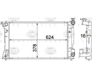 Радиатор, охлаждане на двигателя HELLA 8MK 376 773-681 за TOYOTA AVENSIS (_T25_) комби от 2003 до 2008