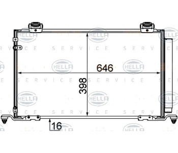Кондензатор климатизации HELLA за TOYOTA AVENSIS (_T25_) комби от 2003 до 2008