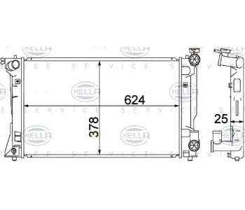 Радиатор, охлаждане на двигателя HELLA 8MK 376 773-691 за TOYOTA AVENSIS (_T25_) комби от 2003 до 2008