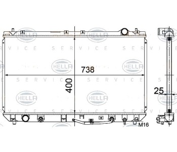 Воден радиатор HELLA за TOYOTA CAMRY (_V2_) от 1996 до 2001