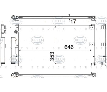 Кондензатор, климатизация HELLA 8FC 351 307-121 за TOYOTA LAND CRUISER (J80) от 1990 до 1998