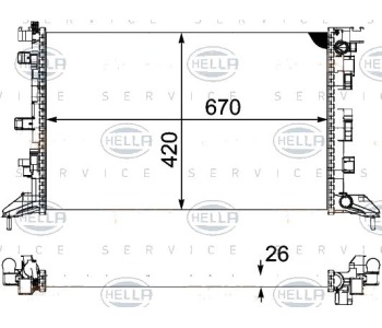 Радиатор, охлаждане на двигателя HELLA 8MK 376 745-211 за RENAULT LAGUNA III (BT0/1) от 2007 до 2015