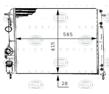 Радиатор, охлаждане на двигателя HELLA 8MK 376 717-441 за RENAULT MEGANE I COACH (DA0/1_) купе от 1996 до 2003