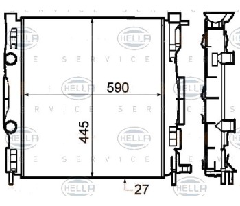 Воден радиатор HELLA за RENAULT MEGANE II (BM0/1_, CM0/1_) хечбек от 2001 до 2012