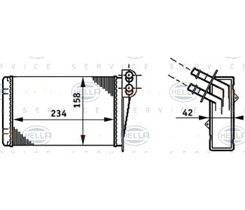 Топлообменник, отопление на вътрешното пространство HELLA 8FH 351 311-031 за RENAULT CLIO II (SB0/1/2_) товарен от 1998 до 2005