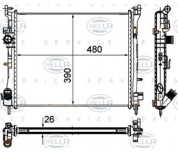 Радиатор, охлаждане на двигателя HELLA 8MK 376 748-751 за RENAULT THALIA/SYMBOL I (LB0/1/2_) от 1998 до 2008