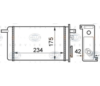 Топлообменник, отопление на вътрешното пространство HELLA 8FH 351 024-341 за RENAULT TRAFIC I (PXX) платформа от 1989 до 2001