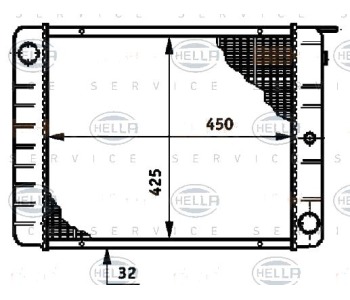 Радиатор, охлаждане на двигателя HELLA 8MK 376 720-681 за VOLVO 740 (744) от 1983 до 1992