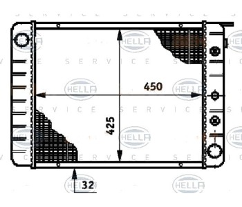 Радиатор, охлаждане на двигателя HELLA 8MK 376 720-691 за VOLVO 740 (744) от 1983 до 1992