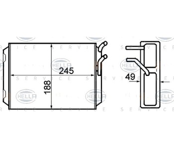 Топлообменник, отопление на вътрешното пространство HELLA 8FH 351 308-761 за VOLVO 740 (744) от 1983 до 1992