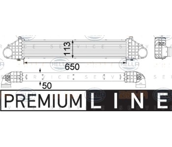 Интеркулер (охладител за въздуха на турбината) HELLA 8ML 376 756-331 за VOLVO V50 (MW) комби от 2004 до 2012