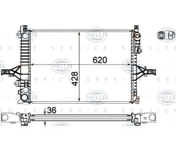 Радиатор, охлаждане на двигателя HELLA 8MK 376 774-221 за VOLVO V70 II (SW) комби от 1999 до 2008