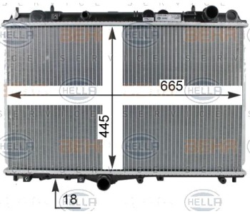 Радиатор, охлаждане на двигателя HELLA 8MK 376 774-131 за VOLVO S40 I (VS) от 1995 до 2004