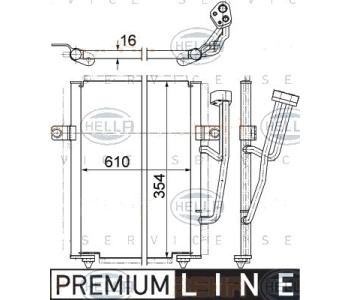 Кондензатор, климатизация HELLA 8FC 351 036-671 за VOLVO V40 (VW) комби от 1995 до 2004