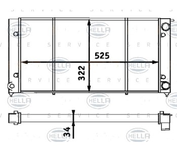 Радиатор, охлаждане на двигателя HELLA 8MK 376 713-304 за VOLKSWAGEN CADDY I (14) от 1979 до 1992