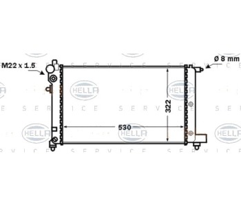 Радиатор, охлаждане на двигателя HELLA 8MK 376 771-281 за PEUGEOT 106 I (1A, 1C) от 1991 до 1996