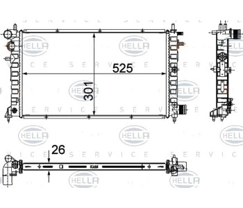 Воден радиатор HELLA за PEUGEOT 106 (1_) товарен от 1991 до 2001
