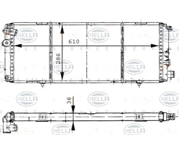 Радиатор, охлаждане на двигателя HELLA 8MK 376 715-351 за PEUGEOT 205 I (741B, 20D) кабриолет от 1986 до 1995