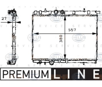 Воден радиатор HELLA за PEUGEOT 206 CC (2D) кабрио от 2000 до 2009