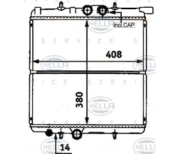 Радиатор, охлаждане на двигателя HELLA 8MK 376 718-251 за PEUGEOT 206 CC (2D) кабрио от 2000 до 2009